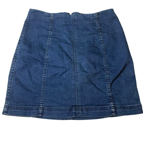 Free People Denim Skirt Women's 8 A-Line Jean Exposed Seams Back Zip - Picture 6 of 6